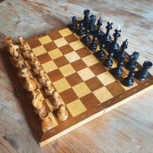 1960s vintage Soviet chess set — Zvenigorod small wooden chess made in USSR