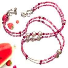 Fruit & Vegetable Collection - 001 Raspberry Silver Necklace