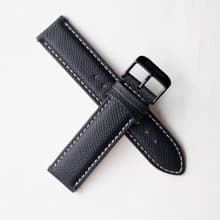 【PICONO】Apple Watch適用-法國進口黑色荔枝紋真皮錶帶-白邊