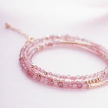 草莓晶三圈手鍊 | 14K包金 | 不褪色極細系列天然石水晶手鏈禮物