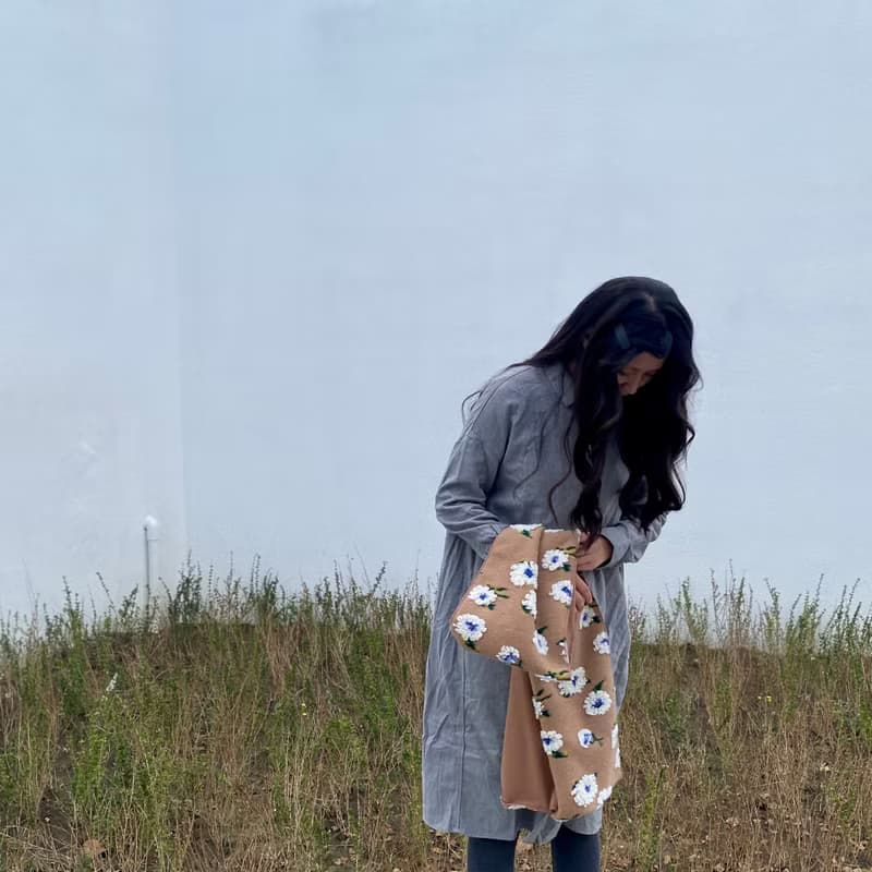 棉棉的花圍巾///焦糖棕