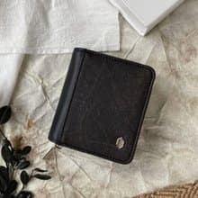 Compact Vegan Zip Wallet - Black