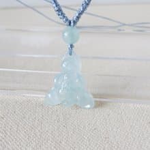 純銀【單售冰藍蓮花+珠子】翡翠*SA08*招財、辟邪、防小人