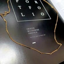 vintage jewelry AVON  經典金色扭結片串結細鍊  項鍊