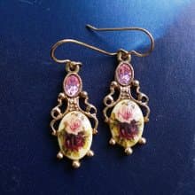 Vintage Jewelry 西洋古董飾品 1928 英式玫瑰 勾針式耳環