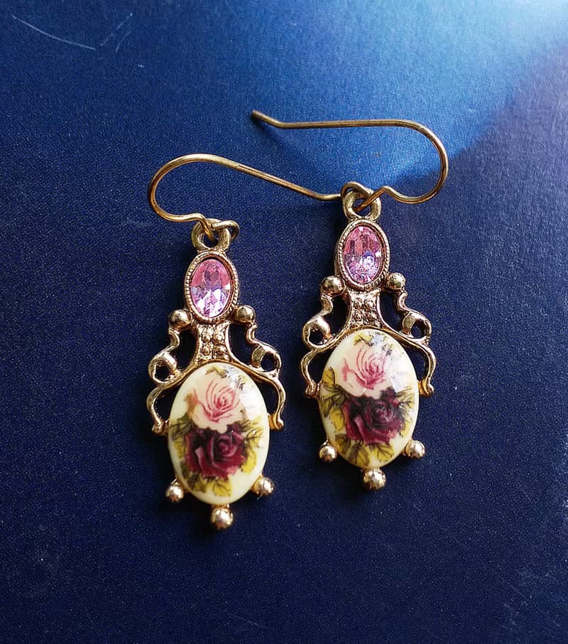 Vintage Jewelry 西洋古董飾品 1928 英式玫瑰 勾針式耳環