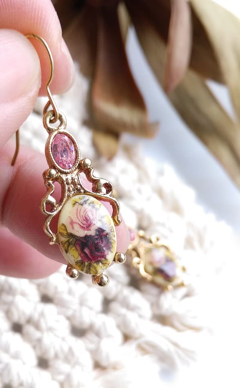 Vintage Jewelry 西洋古董飾品 1928 英式玫瑰 勾針式耳環