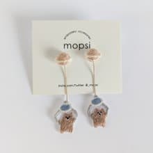 UFOキャッチャーのくま　刺繍ピアス/イヤリング