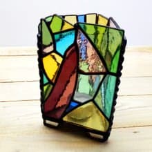 Stained glass candle holder, Tea light candle holder, home decor