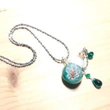 柚子林琉璃 -精油瓶 - 花絳沁 - 湖水綠 混色底 - 技術款