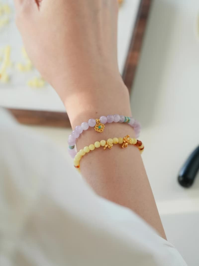 原創紫鋰輝文玩手串紫氣東來手工s925銀手鏈