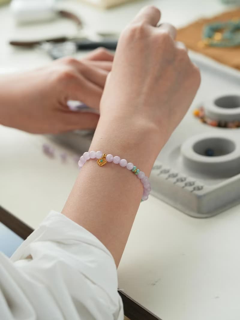 原創紫鋰輝文玩手串紫氣東來手工s925銀手鏈