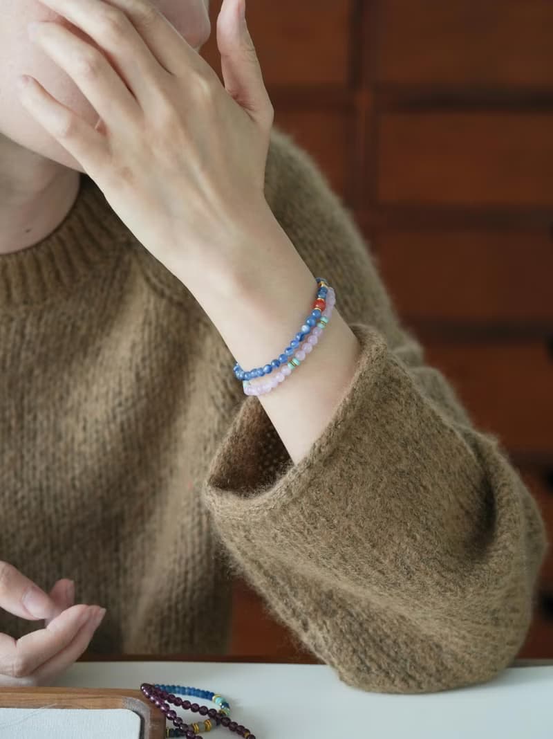 原創紫鋰輝文玩手串紫氣東來手工s925銀手鏈