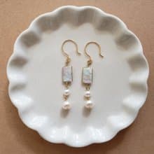 モザイクと淡水パールのピアス or イヤリング
