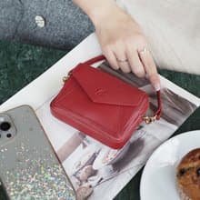 Valen (Berry red) : Mini wallet, short wallet, cow leather, Red, Zip pouch