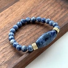 【釐清自我】藍紋石厚環型鍍金手鏈 驅除壓力 堅定與勇氣治癒心靈