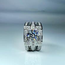 莫桑鑽 |  紀律圓鑽款男戒  | 台中門市 |  可升級K金白金