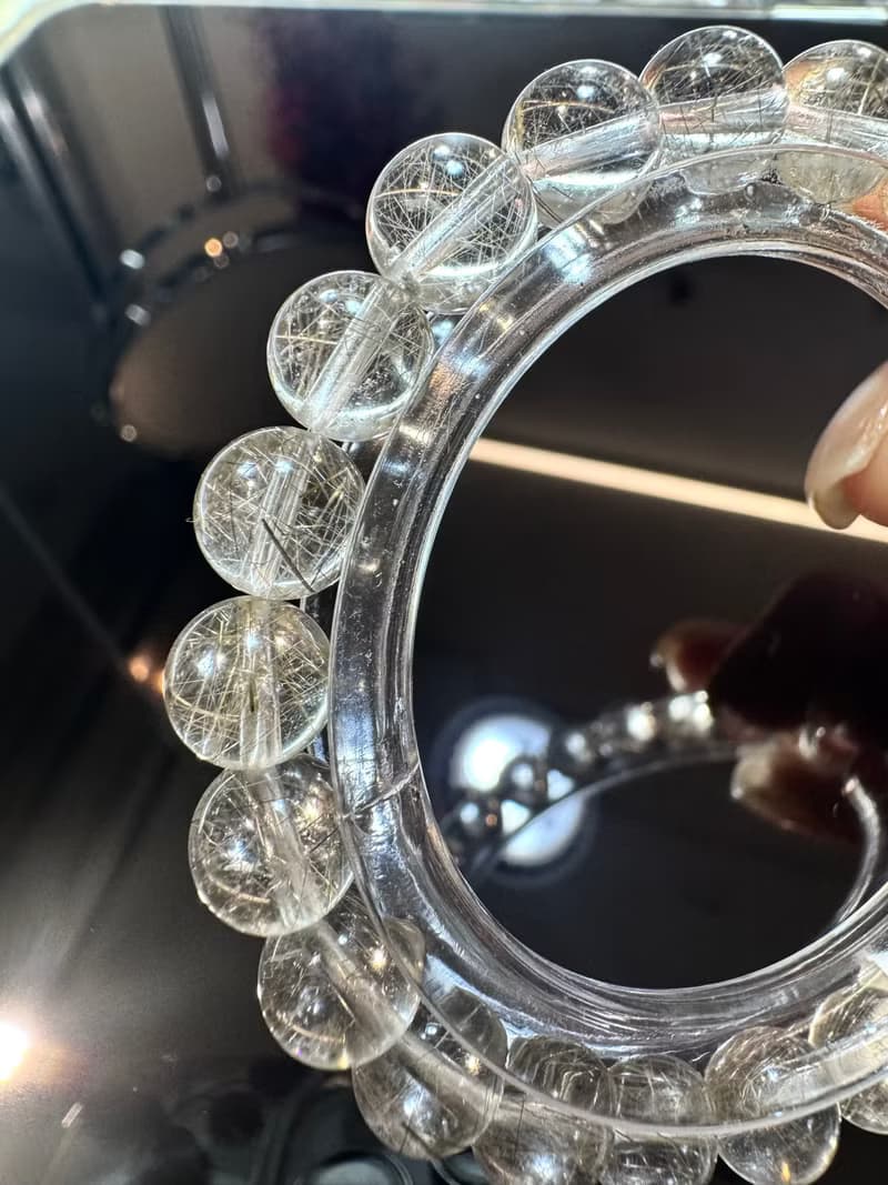 天然玻璃透體細閃金銀髮水晶8.5mm21.12g主招財改善運氣排除負面
