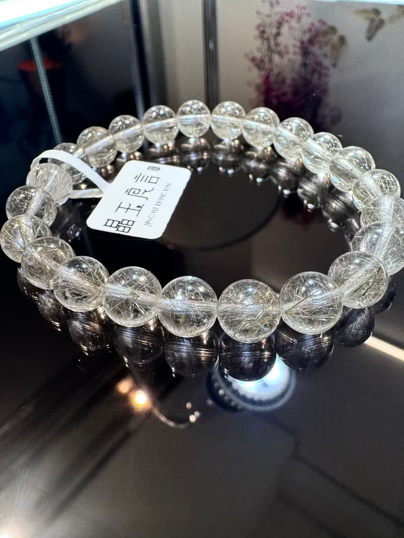 天然玻璃透體細閃金銀髮水晶8.5mm21.12g主招財改善運氣排除負面