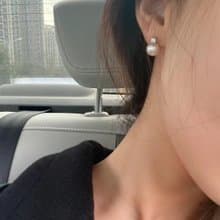 黛妃經典款akoya天然海水珍珠真珠耳釘耳環7-8.5mm18K金白