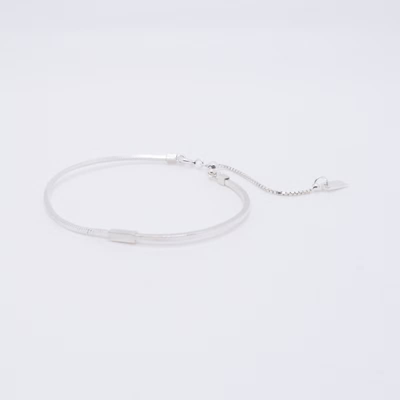 Space Ice - Magenta Mist - 簡約方蛇鍊手環-純銀