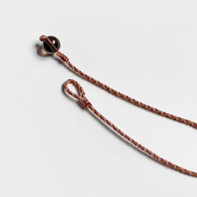 茶晶四股編超細蠟線編織手環(咖+米黃)