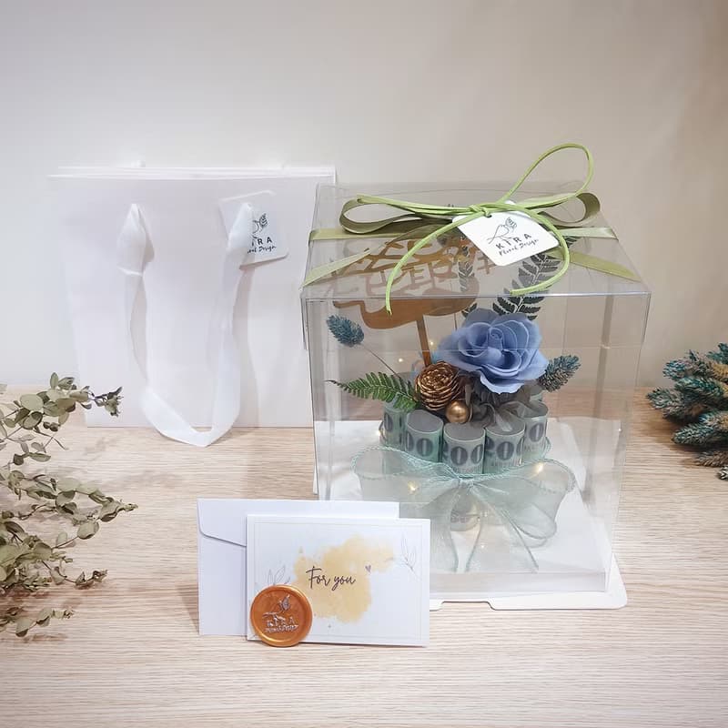 祝爸爸有錢花! 永生花有錢花迷你蛋糕/有錢花蛋糕/永生花/父親節