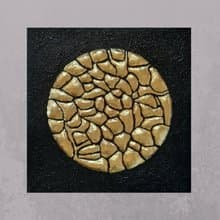 抽象 3d 藝術、空間藝術品、浮雕、帶紋理的黑色和金色藝術品、金