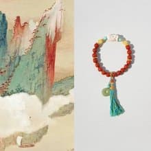 原創手工扎基拉姆猛獁南紅好運手串和田玉龍紋墜流蘇手鏈生日禮物