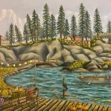 Frogmore Lake, original oil painting, oil on canvas, autumn season landscape