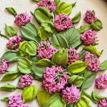 三葉草雕塑繪畫野花繪畫粉紅色 3D 繪畫花卉藝術品