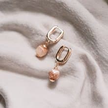 【環保 耳環】顯 - 瑩白珠寶鍍金耳圈耳環/ 純手工 / 禮物 / 推薦