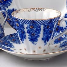 花籃盛景-22K金手工三件式杯盤禮組