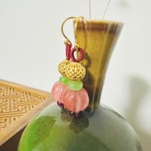 鹿鳴原創 手工編制西瓜晶南瓜珠耳飾 耳環 母親節