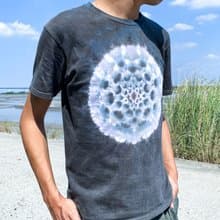 黑灰曼陀羅 手染純棉短袖T恤/日式配色/職人染製 中性款/女款