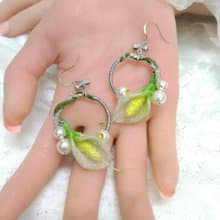 水晶花系列【遇見幸福】海芋勾式耳環 施華洛世奇 珍珠 僅此一件