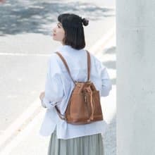 【24hr快速出貨】真皮肩背手提後背三用水桶包-5338 兩色