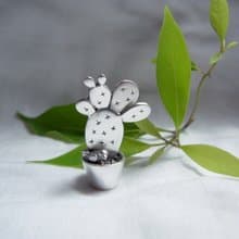 兔子耳朵 仙人掌盆栽 ‧多肉植物 | 純銀項鍊墜子 | 附蠟繩
