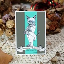 貓咪音樂家─日製動物療癒防水貼紙/小卡片/行李箱/筆電