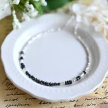 永遠不変 ブラックダイヤモンドのとカレンシルバーのネックレス　アジャスター付き 4月誕生石