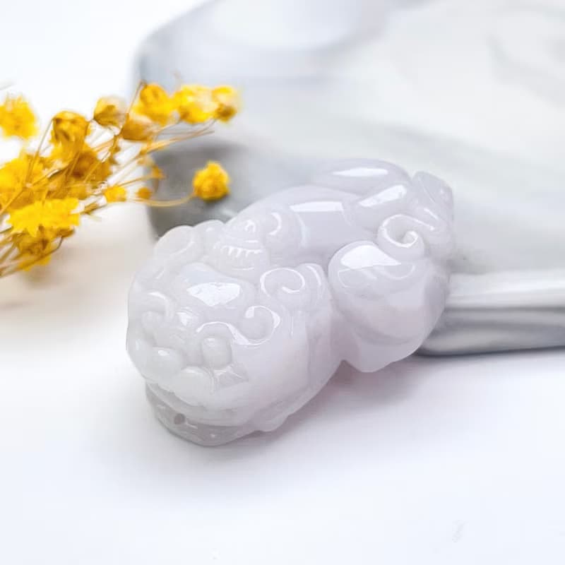 【招財神獸】白翡翡翠貔貅項鍊擺飾 | 天然緬甸玉翡翠A貨 | 送禮
