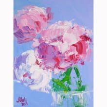 Pink Peony Oil Painting Abstract Flower Original Art Impasto Wall Art Floral Art