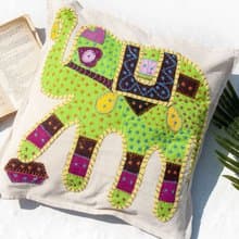 手工刺繡抱枕套 波希米亞抱枕套 民族風抱枕套-熱帶雨林彩色大象