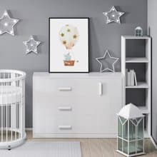 小象熱氣球 - 療癒手繪小象插畫/兒童房裝飾畫/邊櫃擺設