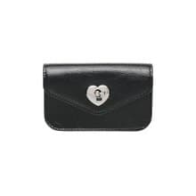 Heart Lock Compact Card Wallet Black