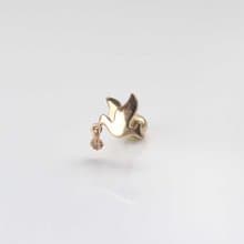 14K 金和平鴿鎖珠耳環(單個)耳骨 耳窩 不退色
