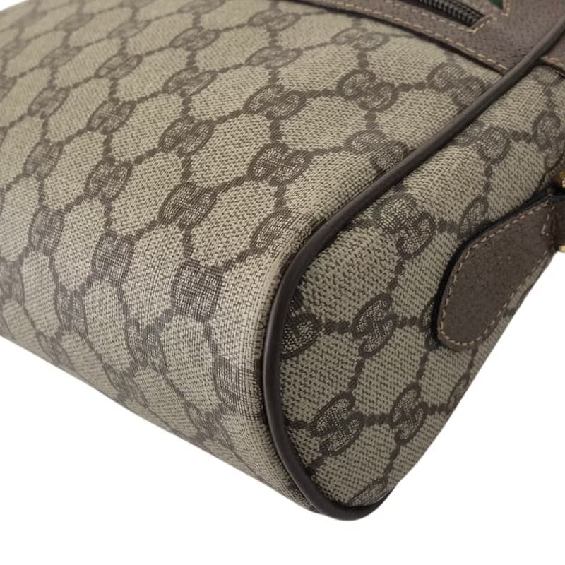 【 日本直送　名牌中古包 】GUCCI グッチ シェリーライン ショルダーバッグ ブラウン PVC レザー vintage ヴィンテージ オールド e8mxvn