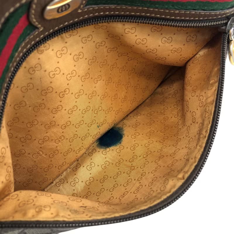 【 日本直送　名牌中古包 】GUCCI グッチ シェリーライン ショルダーバッグ ブラウン PVC レザー vintage ヴィンテージ オールド e8mxvn