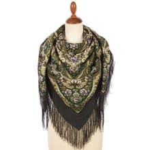 Pavlovo Posad Russian Shawl 100% Wool Scarf 125x125 cm Wrap Silk Fringe 1918-10
