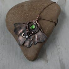 Real Ginkgo leaf copper necklace, nature lover gift idea, green necklace